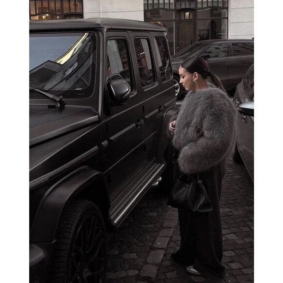 ZARA Blogger-Favorite Faux Fur Cropped Jacket Gray Hook & Eye XS 6318/261 - Picture 3 of 12